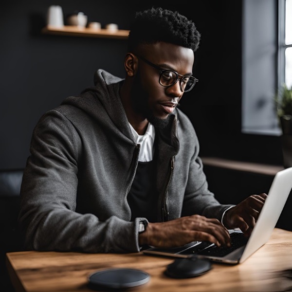homem utilizando notebook